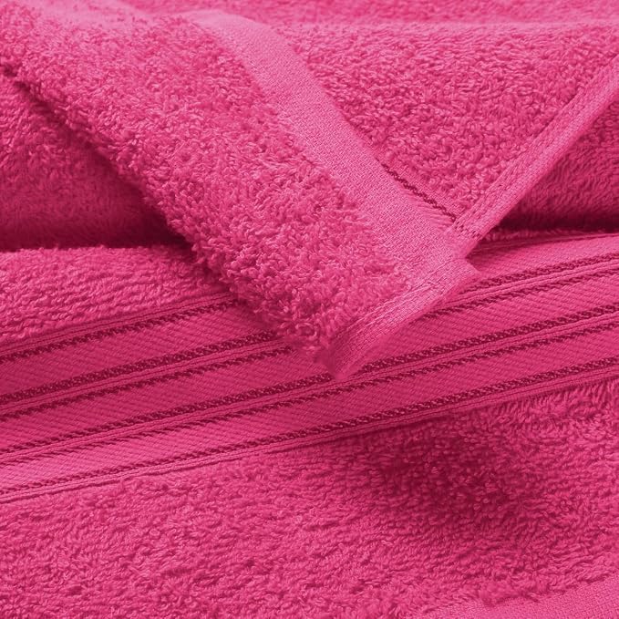 BOUTIQUO Ultra Soft Cotton 6 -Piece Hand Towel Set 16x24 Inch, Ideal for use in Bathroom, Kitchen, Gym, Spa & General Cleaning, Compact & Lightweight Multi Purpose Hand Towels - Hot Pink