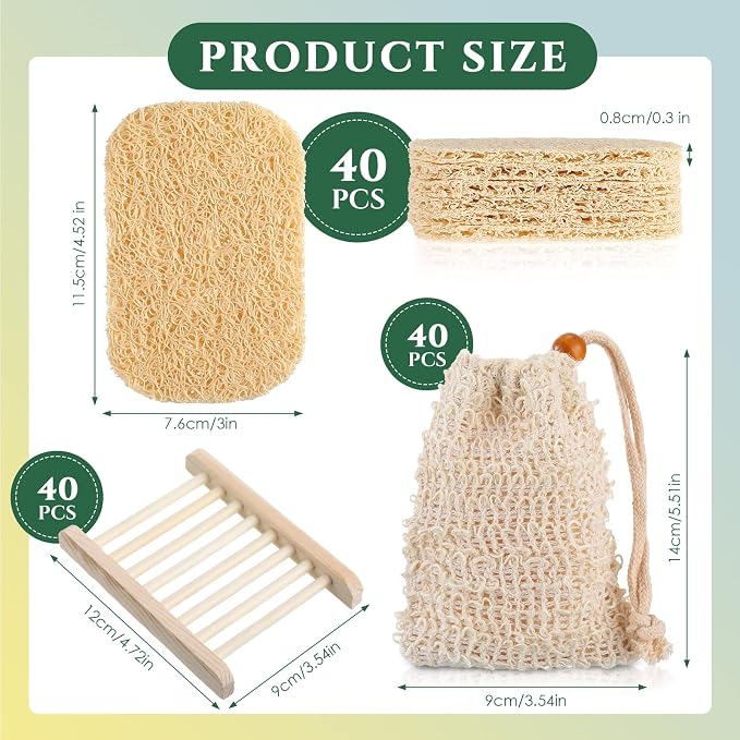 Soap Accessories Set Including Wood Soap Holder Soap Dishes for Bar Soap Tray, Soap Saver Bag Exfoliating Soap Pouch, Self Draining Soap Saver Pads for Bathroom Men Bath (120)