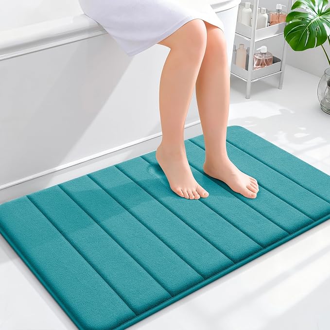 OLANLY Memory Foam Bath Mat 36x24, Super Soft and Absorbent Bathroom Rugs | Deep Lake, Quick Dry Bath Rug, Machine Washable Shower Floor Mats, Bathmat Carpet for Bathroom Floor, Tub and Shower