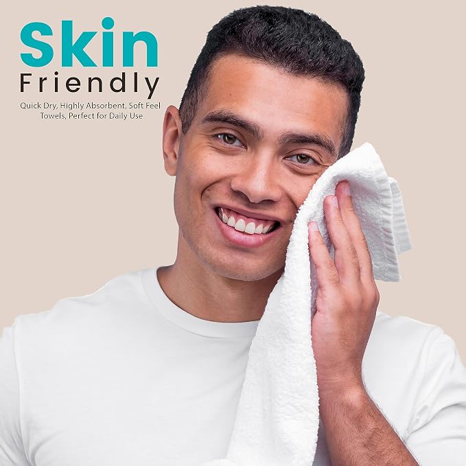 Towel and Linen Mart 100% Cotton- Wash Cloth Set -Pack of 4,Quick Dry,Luxurious,Absorbent,Soft Feel Spa & Hotel Perfect for Daily Use (12X12 White)