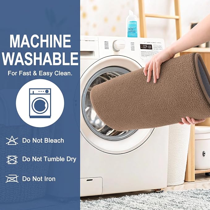 OLANLY Memory Foam Bathroom Runner Rugs 47x17, Absorbent Long Mat, Mocha | Soft Quick Dry Bath Rugs, Non-Slip Carpet, Machine Washable Mat for Bathroom Floor, Tub and Shower, Home Decor Accessories