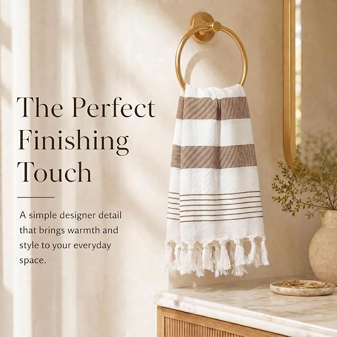 KIBAGA Decorative Hand Towels for Your Bathroom Or Kitchen - Luxurious Set of 2 Soft Boho Cotton Towels are Absorbent, Lightweight & Dry Quickly - Perfect to Elevate Any Bath Decoration at Home