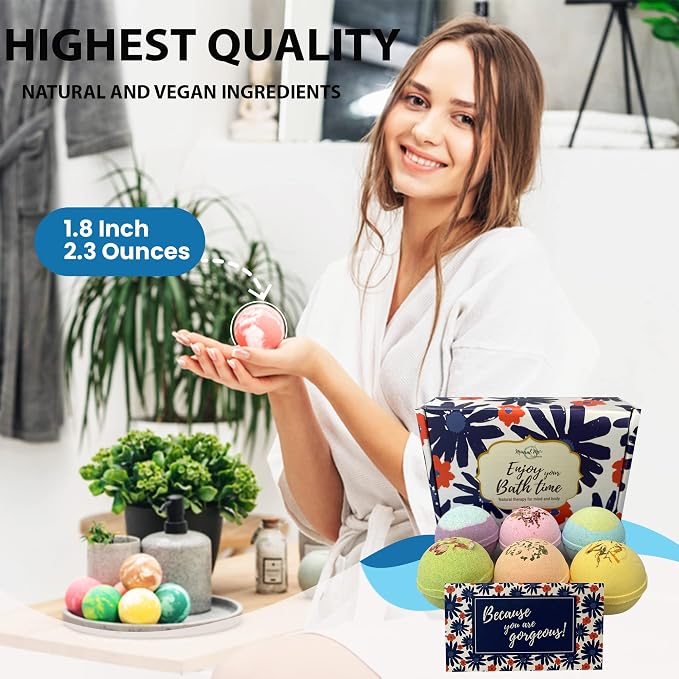 Bath Bombs for Women Gift Set, 24 Natural & Organic Bath Bombs for Girls | BathBombs w/Essential Oils & Moisturizing Shea Butter, Spa Birthday Gift, Selfcare Gifts, Women, Teen Girls, Bridesmaid Gift