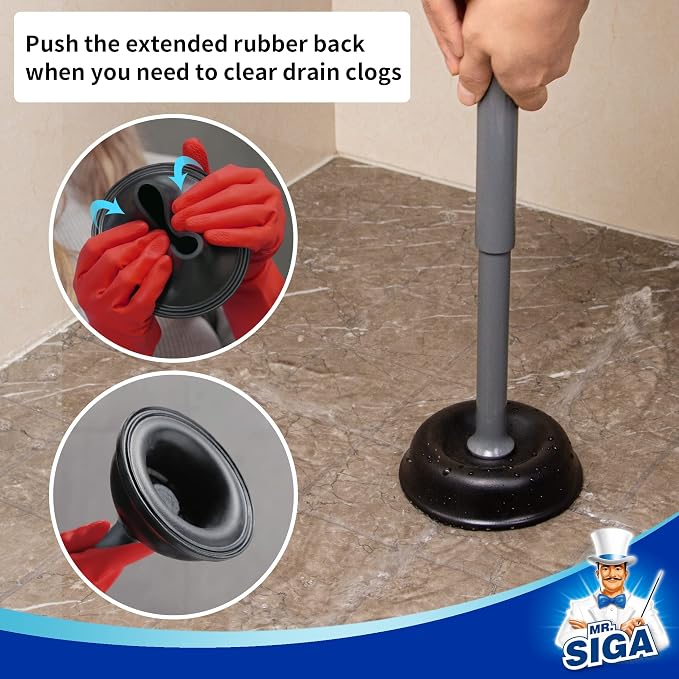 MR.SIGA Toilet Plunger with Holder, Plungers for Bathroom Heavy Duty, Gray | Automatic lid design, sturdy long handle, heavy duty toilet plunger and holder set, toilet clog remover