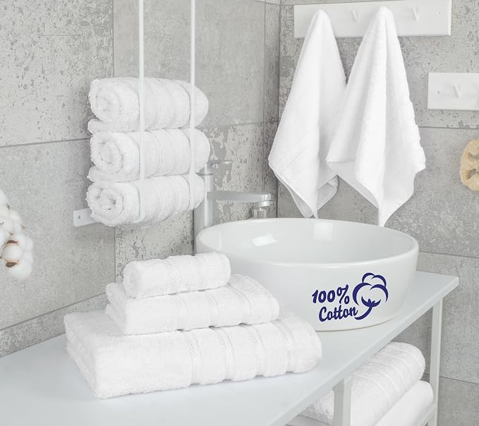 American Soft Linen 100% Cotton Luxury Turkish Towels, 6 Piece Towel Set | Soft Absorbent Quick Dry OEKO Tex Standard 100 Certificated Durable Machine Washable Premium Hotel Quality