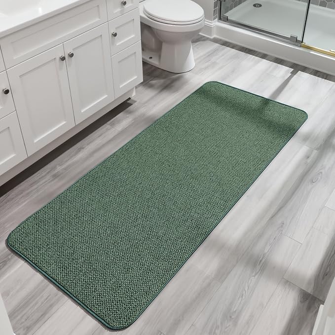 Bosap Bath Mat,Ultra Thin Bathroom Runner Rugs,Large Bath Mats for Bathroom,Quick Dry,Non-Slip,Machine Washable,Low Pile,Bath Rug,Shower Outside,Sink,Home Decor Accessories.Green,3'x4'(36x48inch)
