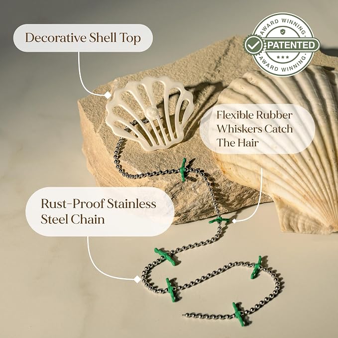 Shower Drain Hair Catcher – Disposable Bathroom Hair Trap, Easy to Install in Shower Drain Cover, Helps Prevent Clogs – As Seen on Shark Tank - Bathroom Accessories - Shell (4-Pack)