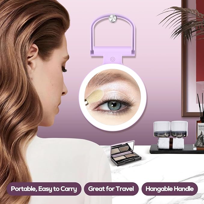 B Beauty Planet Magnifying Mirror with Light 30X, Double-Sided 1X/30X Magnifying Makeup Mirror with Tweezer, 2000mAh 3 Colour Modes with Adjustable Brightness,Foldable Travel Mirror(Purple)
