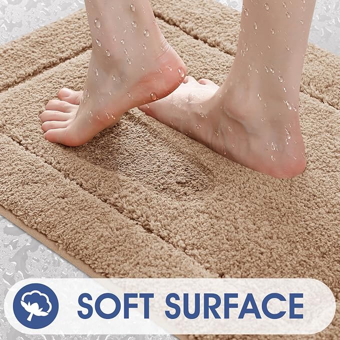 Bathroom Runner Rug 59"x20", Ultra Soft Thick Plush Fluffy Microfiber Absorbent Bath Mat, Non-Slip Backing, Machine Washable Bath Mats for Bathroom Floor, Tub and Shower, Home Decor, Brown