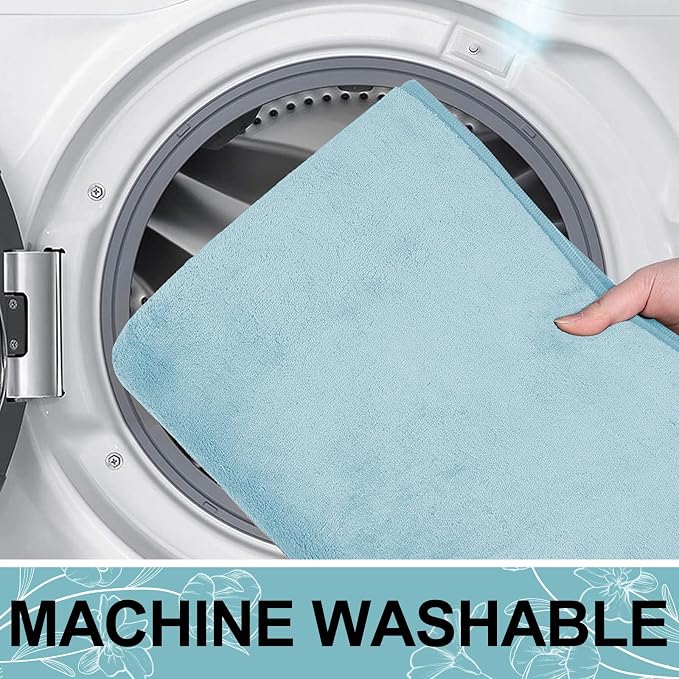 Smiry Memory Foam Bath Mat 36x24, Extra Soft and Absorbent Bathroom Rugs | Sky Blue, Quick Dry Machine Washable Non-Slip Bath Mat for Bathroom Floor, Shower and Tub