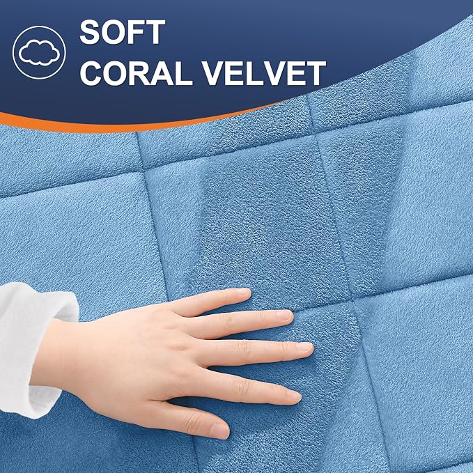 OLANLY Memory Foam Toilet Rugs U-Shaped 24x20, Ultra Soft and Absorbent | Blue, Quick Dry Commode Contour Rugs, Machine Washable, Comfortable Bathroom Contour Bath Mats for Toilet Base