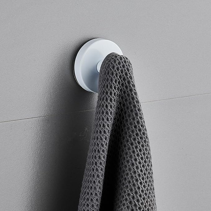 Suction Cup Hooks for Shower, Wreath Hangers for Front Door, Glass Door & Window - Strong Towel, Bath Robe, Loofah Hook Holder for Hanging up to 15 lbs - Waterproof (White, 2 Pack)