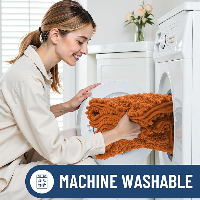 Smiry Bathroom Rugs 36X24, Extra Soft Rubber Backing Chenille Bath Mats | Clay Machine Washable Non Slip Quick Dry Bath Mats for Bathroom Floor, Tub, Shower, Home Decor Accessories