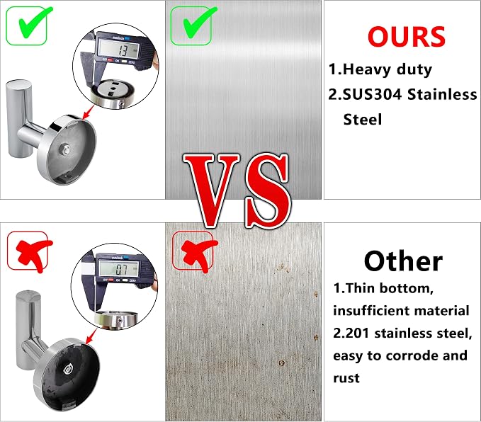 Polished Chrome Towel Coat Hooks SUS304 Stainless Steel Bathroom Clothes Garage Hotel Cabinet Closet Sponges Robe Hook Wall Mounted Round Kitchen Heavy Duty Bath Door Hanger 2 Pack