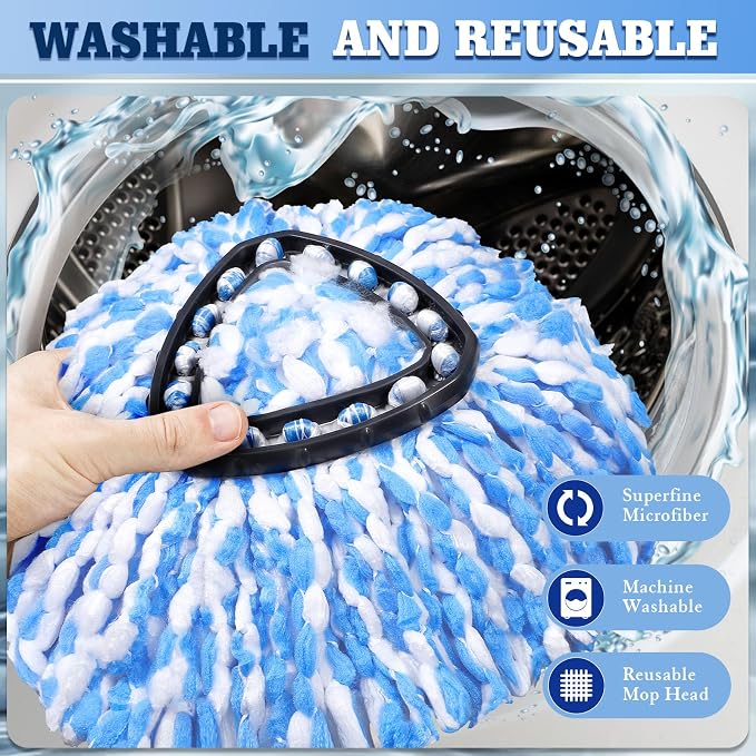 8-Pack Reusable Mop Head Replacement for OCedar RinseClean 2-Tank System, Microfiber Spin Mop Refills Compatible