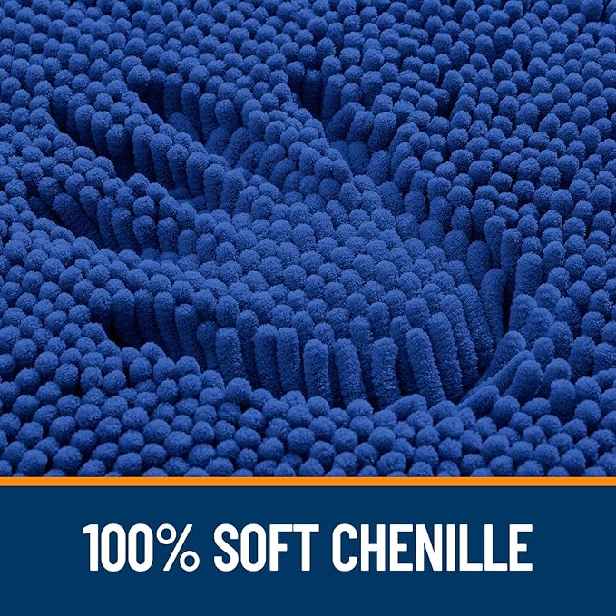 OLANLY Toilet Rugs U-Shaped 20x20, Soft Absorbent Chenille Contour Rugs | Royal Blue, Quick-Drying Rubber Backing, Machine Washable Non-Slip Shaggy Bathroom Mat for Toilet, Home Decor Accessories