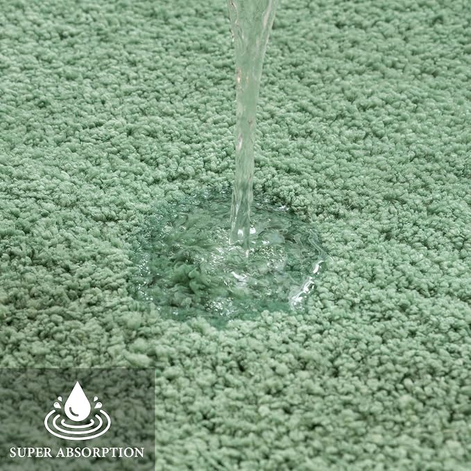 MIULEE Sage Green Bathroom Rugs Set 2 Piece Soft Runner Bath Mats 24x44 in | Soft Absorbent Microfiber Bath Rugs, Non Slip, Quick Dry, Fluffy Bath Rugs for Bathroom Floor Tub Showers, Machine Washable