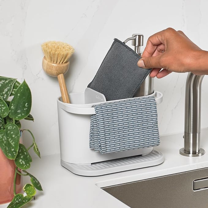 ReBorn Recycled Sink Organizer, Kitchen Sink Organizer, Two Main Compartments, Integrated Dish Cloth Rail, Ribbed and Sloped Base for Draining, Would Made in UK