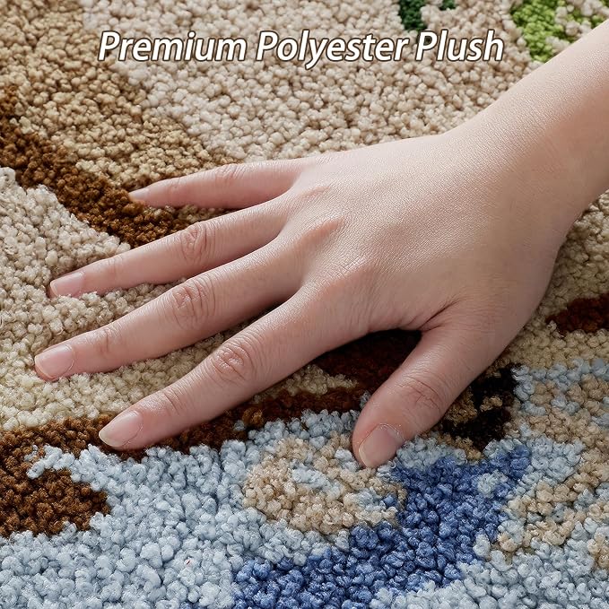 Bathroom Rug Mat, Desert Oasis Sunset Fluffy Rug with Camel & Palm Tree, Ultra Absorbent Microfiber Shaggy Door Mat, Quick Dry Bath Rug Carpet for Toilet Bathtub Bedroom 20x31 Inch