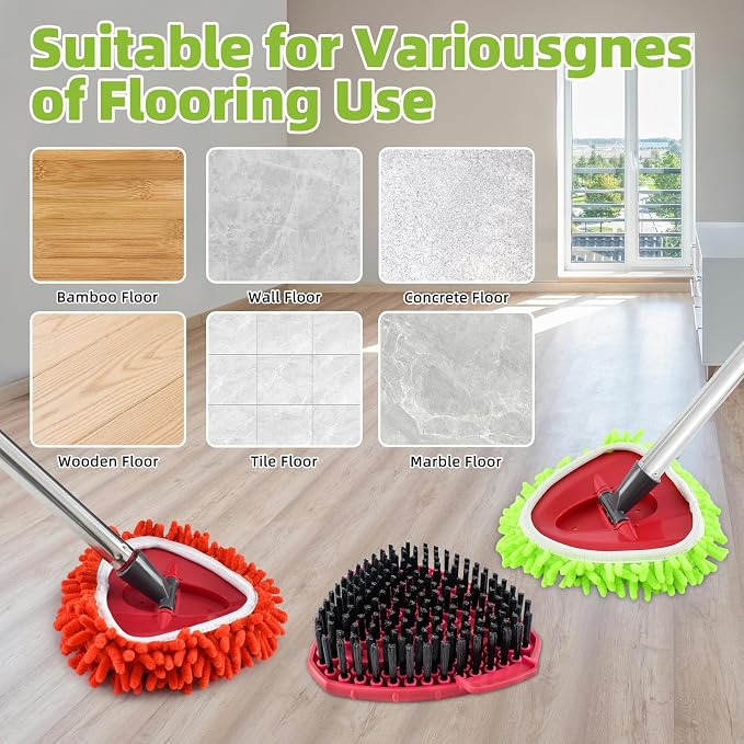 6 Pack Mop Heads Replacements for Ocedar, Replace Head for o Cedar Easywring 1 Tank, Spin Mop Replacement Head, 1 Pack Scrubber Head and 1 Mop Base