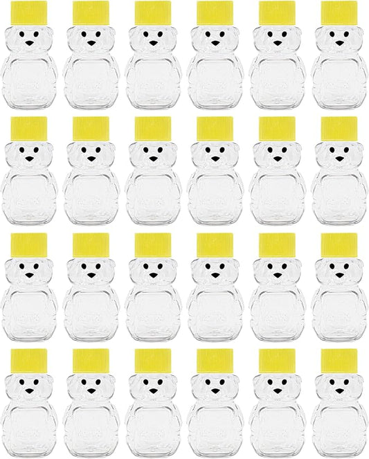 2 Ounce Honey Bears with Sealable Yellow Screw Top Lid - 24 Pack (2 oz. bear, 24pk, yellow)