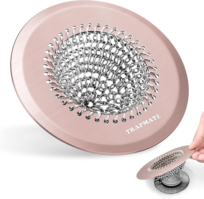 Shower Drain Hair Catcher, Fast Drainage Bathtub Drain Hair Catcher, Easy Clean Hair Catcher Shower Drain, Upgraded 304 Stainless Steel Shower Drain Cover For Shower Regular & Pop-up Drain (Rose Gold)