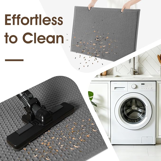 Memory Foam Bath Mat, Ultra Soft Absorbent Waffle Bathroom Rugs, Super Non-Slip PVC Backing Bath Rug Quick Dry, Machine Washable Rug for Tub, Shower, Home Decor Accessory, 32" x 20", Dark Gray