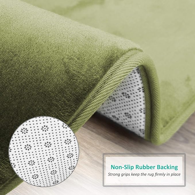 Clara Clark Bathroom Rugs, Velvet Memory Foam Bath Mat, Non-Slip, Machine Washable Bath Rugs - Dries Quickly, Ultra Soft Plush Bath Mats for Bathroom, 17 x 24, Sage Green