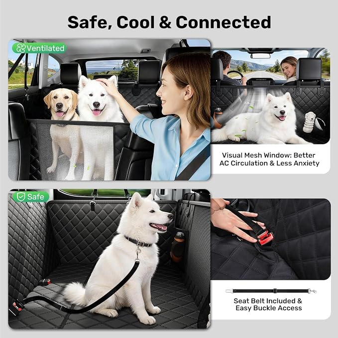 Zanch Large Dog car seat Cover, Hard Bottom Back seat Extender, L | 450 lb Hard Bottom Support, Back Seat Extender, Waterproof, Scratchproof, Fits Cars, SUVs & Trucks, For Multiple Large Dogs