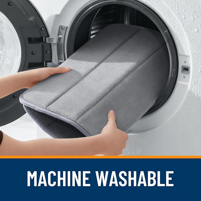 OLANLY Memory Foam Long Bathroom Rugs Runner 70x24, Super Soft Absorbent | Grey, Quick Dry Bath Mat, Machine Washable Shower Floor Rugs, Bathmat Carpet for Bathroom Floor, Tub and Shower
