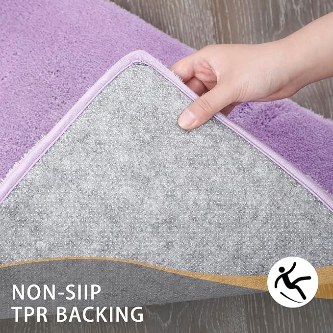 MINIDEAR Toilet Rugs 24x20 - U Shaped Purple Thick Memory Foam Contour Rugs,Ultra Soft & Plush Fluffy, Non-Slip, Quick Dry, Absorbent Washable Floor Microfiber Mat for Home Decor Accessories
