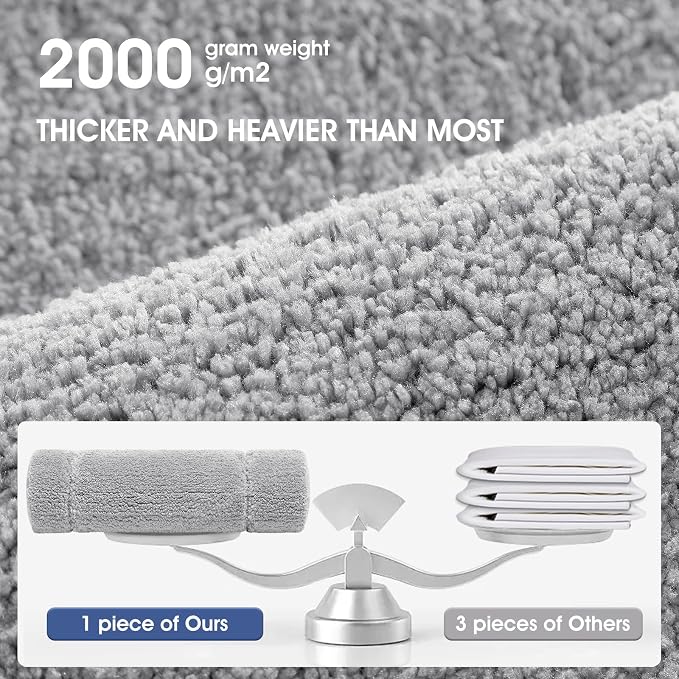 IM HOME Bathroom Rugs Sets 2 Pieces, Ultra Soft Thick Plush Fluffy Microfiber Absorbent Bath Mat, Non-Slip Backing, Machine Washable Bath Mats for Bathroom (24"x17" + U Shape 24"x20", Grey)