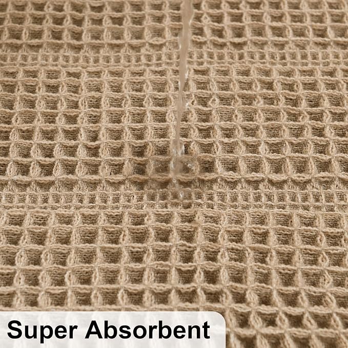 JIUZHEN Waffle Bath Mat Super Absorbent Non Slip Bath Mats for Bathroom Floor Waffle Knit Bathroom Mat with Tassels Machine Washable Bathroom Rugs for Beside Tub, 16" x 24", Strip-Brown
