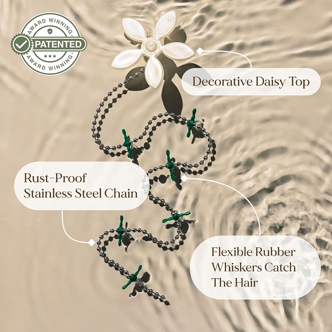 Shower Drain Hair Catcher – Disposable Bathroom Hair Trap, Easy to Install in Shower Drain Cover, Helps Prevent Clogs – As Seen on Shark Tank – White Flower (2-Pack)