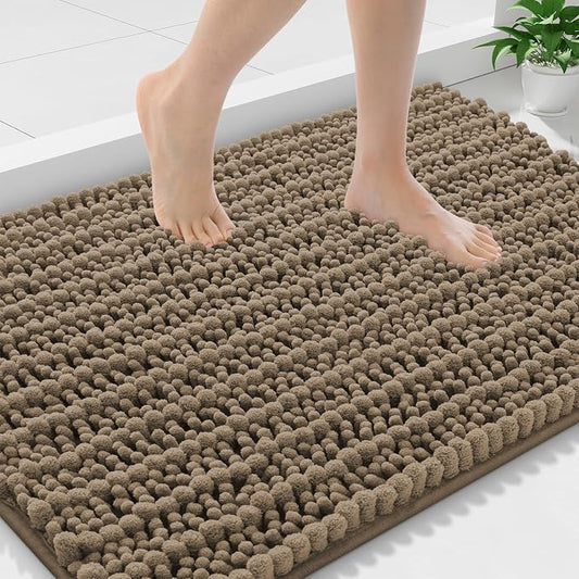 Smiry Bathroom Rugs 36X24, Extra Soft Rubber Backing Chenille Bath Mats | Camel Machine Washable Non Slip Quick Dry Bath Mats for Bathroom Floor, Tub, Shower, Home Decor Accessories