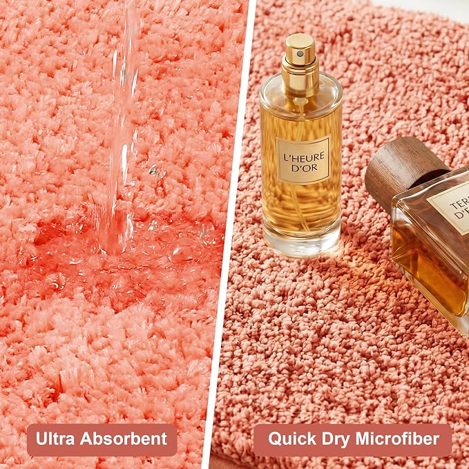 Bathroom Rugs Sets 2 Piece Non Slip Washable Bath Mat Set | Soft Absorbent bathroom mat set Microfiber bathroom floor mat Rubber Backed bath rug set for Floor, Tub and Shower