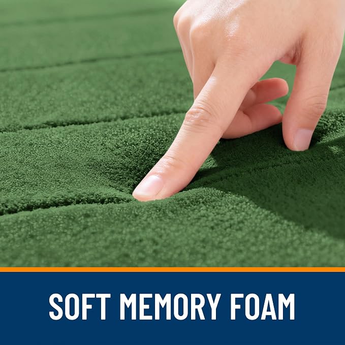 OLANLY Memory Foam Toilet Rugs U Shaped 24x20, Super Soft and Absorbent | Olive Green, Quick Dry Commode Contour Bath Rugs, Machine Washable Toilet Mat, Comfortable Bathmat Carpet for Bathroom Floor