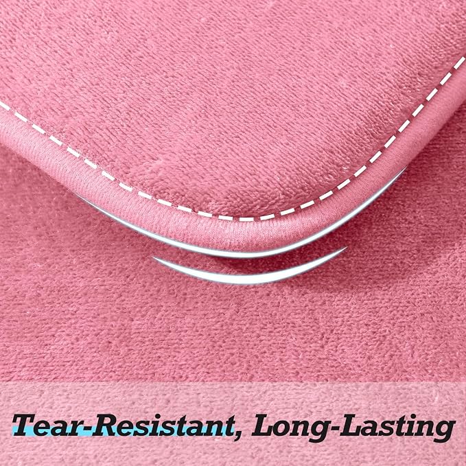 Bathroom Rugs Sets 2 Piece, Non-Slip & Quick Dry Bath Mat Set, Ultra Soft Velvet Bath Rugs for Bathroom, Toilet and Shower Floor, Pink