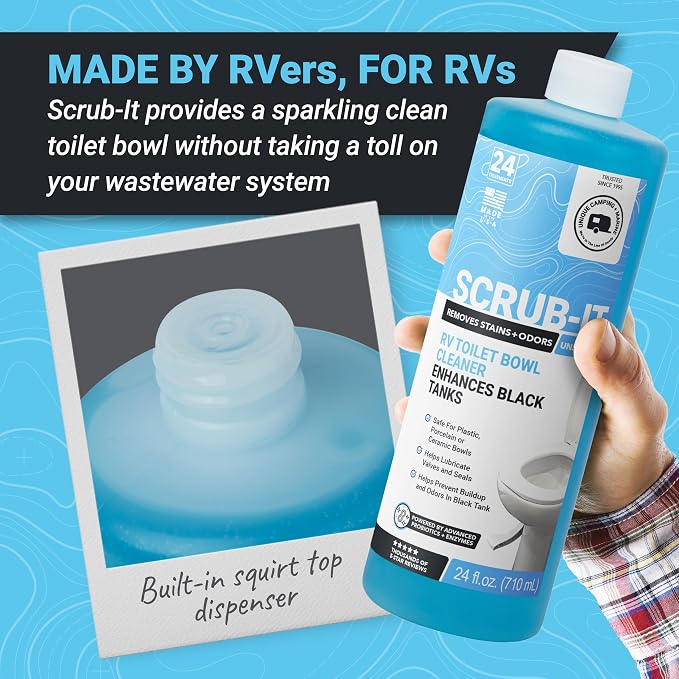 Unique Scrub-It RV Toilet Bowl Cleaner Liquid – Removes Stains, Odors & Debris, Safe RV Toilet Cleaner for RV & Marine Toilets, Value Pack, (24 oz, Pack of 3)