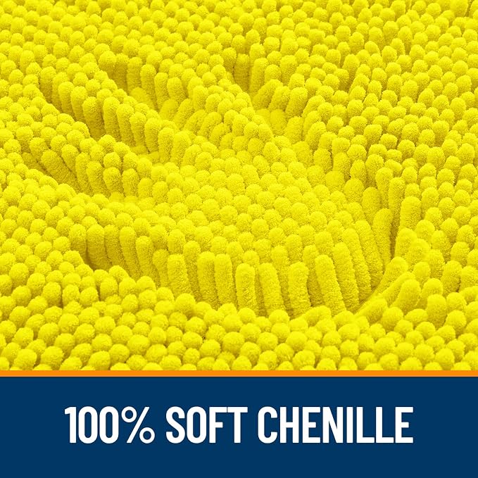 OLANLY Bathroom Rugs 36x24, Extra Soft Absorbent Chenille Bath Rugs | Lemon Yellow, Quick-Drying Rubber Backing, Washable Bath Mat for Bathroom Floor, Tub and Shower, Home Decor Accessories