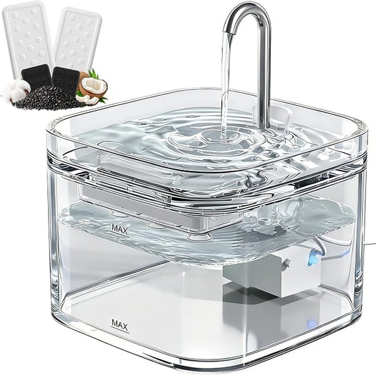 PETTEN Glass Cat Water Fountain,Easy Clean,No Plastic(78oz/2.5L) | BPA-free,Dual flow modes, <20dB silent pump. 2.5L/78oz, perfect for indoor cats & small dogs. Dishwasher safe.