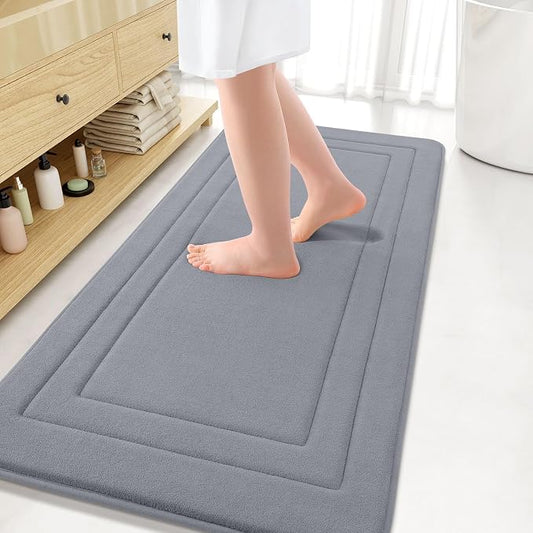 Arotive Memory Foam Bathroom Rug Mat 54x24, Ultra Soft and Absorbent Bath Mat, Machine Wash Dry, Comfortable Bath Rug Carpet for Bathroom Floor, Tub and Shower, Medium Grey