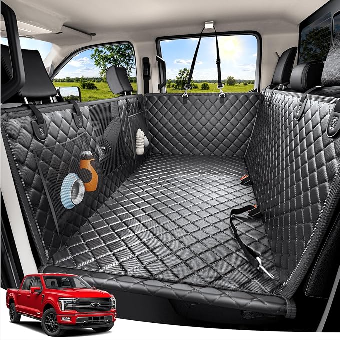 Zanch Large Dog car seat Cover, Hard Bottom Back seat Extender, L | 450 lb Hard Bottom Support, Back Seat Extender, Waterproof, Scratchproof, Fits Cars, SUVs & Trucks, For Multiple Large Dogs