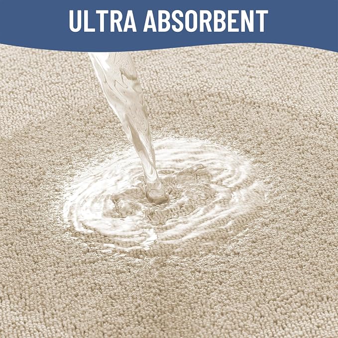 Smiry Memory Foam Bath Mat 30x20, Extra Soft Absorbent Bathroom Rugs | Beige Quick Dry, Machine Washable Bath Mats for Bathroom, Shower, Tub and Home Decor Accessories