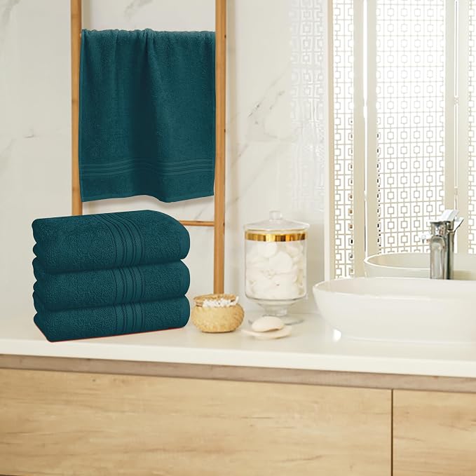 BOUTIQUO Ultra Soft Cotton 6 -Piece Hand Towel Set 16x24 Inch, Ideal for use in Bathroom, Kitchen, Gym, Spa & General Cleaning, Compact & Lightweight Multi Purpose Hand Towels - Teal