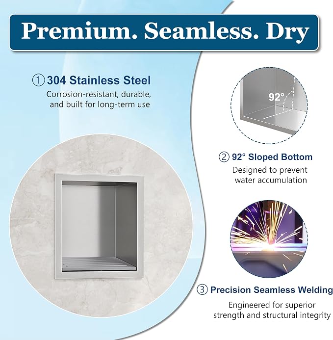 Neodrain Shower Foot Rest for Shaving Legs, 304 Stainless Steel Shower Niche, Recessed Shower Step for Shaving Legs,Niche for Shower Wall, Bathroom Foot Rest (Brushed, 6.7" x 6")