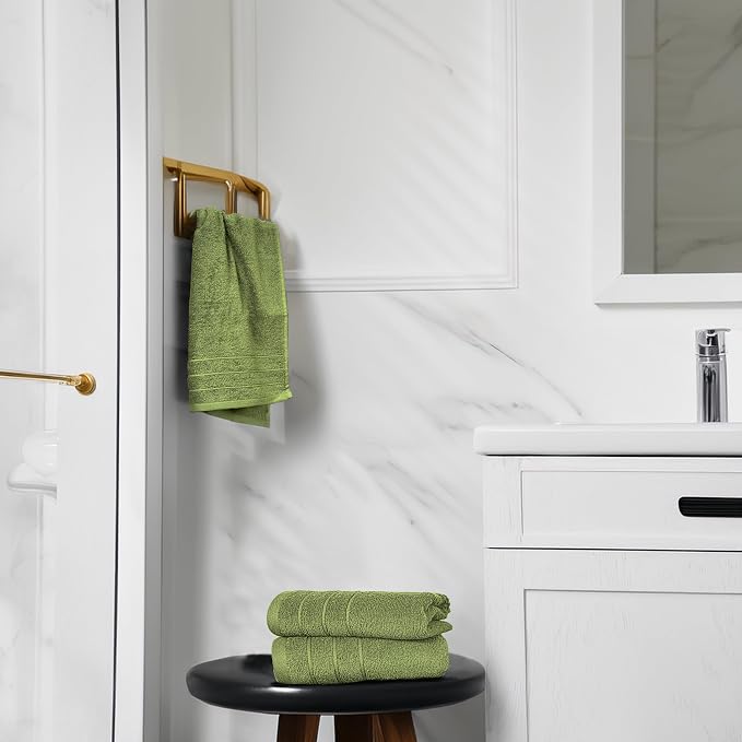 6 Piece Hand Towels Set 16 x 28 Inches, Green | 100% Cotton, Lighter Weight, Quick to Dry, 16 x 28 Inches, Super Soft & Absorbent, Perfect for Bathroom & Kitchen