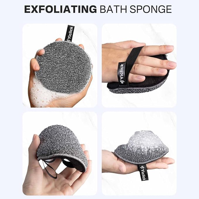 Exfoliating Body Scrubber (2 Pack), Body Exfoliator Scrubber, Exfoliating Sponge for Shower Bath, Shower Loofah Luffa Lufa with Handle, Dead Skin Exfoliator for Body Scrub, Men Women