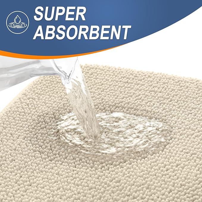 OLANLY Memory Foam Bathroom Runner Rug 70x24, Absorbent Long Bath Mat, Sand | Soft Quick Dry Bath Rugs, Non-Slip Carpet, Machine Washable Mat for Bathroom Floor, Tub and Shower, Home Decor Accessories