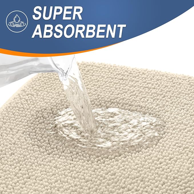 OLANLY Thick Memory Foam Small Bathroom Rug 24x16, Absorbent Bath Mat, Sand | Soft Quick Dry Bath Rugs, Non-Slip Carpet, Machine Washable Mat for Bathroom Floor, Tub and Shower, Home Decor Accessories